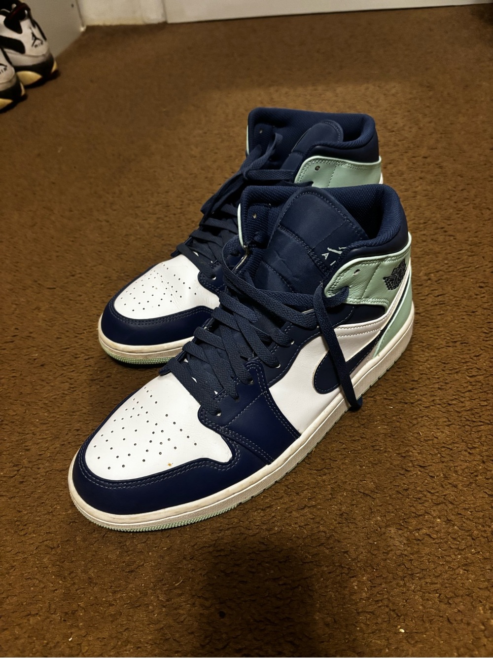 Nike Air Force 1 Navy White Mint High-Top Sneakers